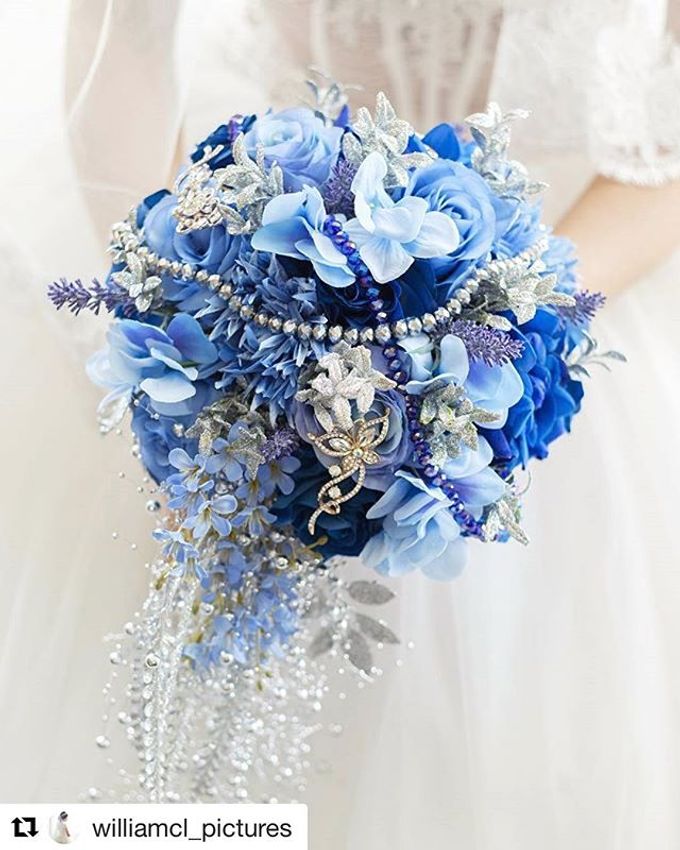 Royal Blue Cascade Hand Bouquet by Cup Of Love Design Studio - 005 Royal Blue Cascade Hand Bouquet by Cup Of Love Design Studio - 005