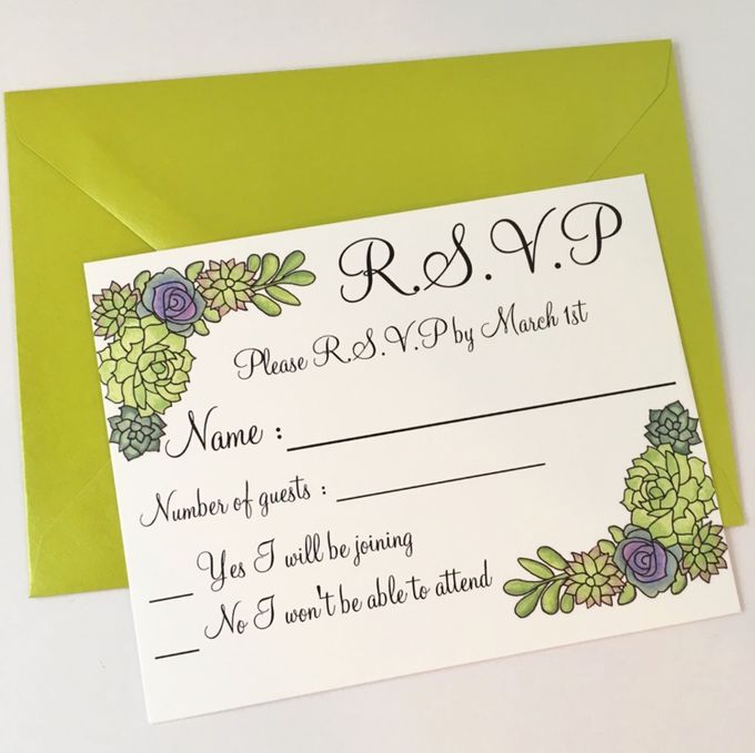 Water color succulent invitation suite by Fancy Paperie - 002 Water color succulent invitation suite by Fancy Paperie - 002
