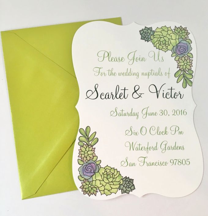 Water color succulent invitation suite by Fancy Paperie - 003 Water color succulent invitation suite by Fancy Paperie - 003